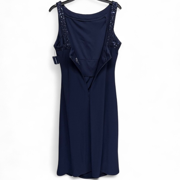 American Living Navy Blue Sequin Trim Ruched Sheath Dress - Size 6 - Picture 8 of 8